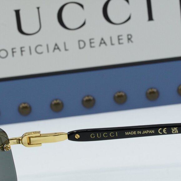 Gucci GG1221S 001 Rectangle Sunglasses - Gold Black/Grey main image 9